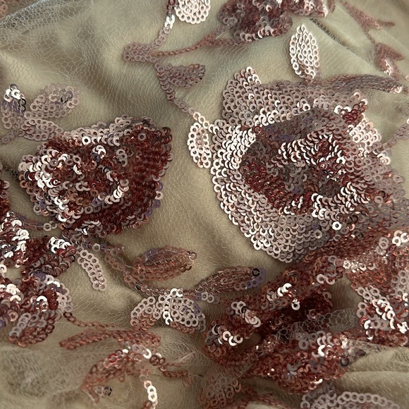Lulus Shine Language Rose Gold Nude Flower Sequin Sexy Gorgeous Mermaid Maxi S - Picture 10 of 13